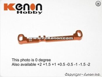 De foto toont een oranjekleurige, metalen stuurstang met een rechthoekige vorm en twee bevestigingspunten aan de uiteinden. Er staat 'www.rckenon.com' op het product en 'Kenon Hobby' in de linkerbovenhoek.