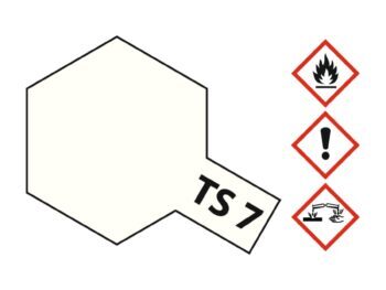 De afbeelding toont een zeshoekig vlak met een uitstekend deel, dat een kleurstaal voorstelt. Rechts staan drie gevaarsymbolen: brandbaar, irritant en corrosief.