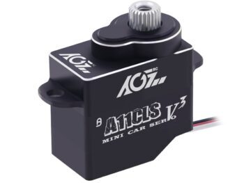 De afbeelding toont een zwarte digitale servo met een metalen behuizing en een zilverkleurige tandwieluitgang. Het merklogo 'AGF-RC' en het modelnummer 'A11CLS V3' zijn duidelijk zichtbaar op de behuizing.