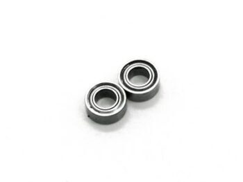De afbeelding toont twee zilverkleurige, metalen kogellagers op een witte achtergrond. Ze zijn rond van vorm en hebben een glanzende afwerking.