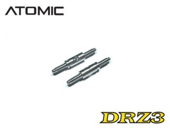 De foto toont twee metalen turnbuckles met schroefdraad aan beide uiteinden. De turnbuckles zijn zilverkleurig en hebben een cilindrische vorm met een gat in het midden.