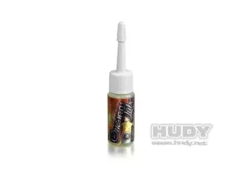 Een klein flesje met een witte dop en applicator, gevuld met een lichtgele vloeistof. Het flesje heeft een label met de tekst 'One-way Lube' en het merklogo.