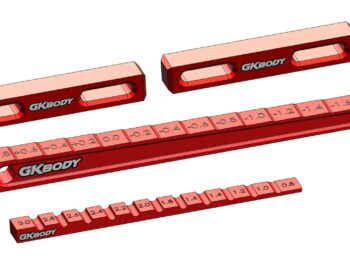 Set rode afstel-tools met numerieke markeringen voor precisiemetingen.