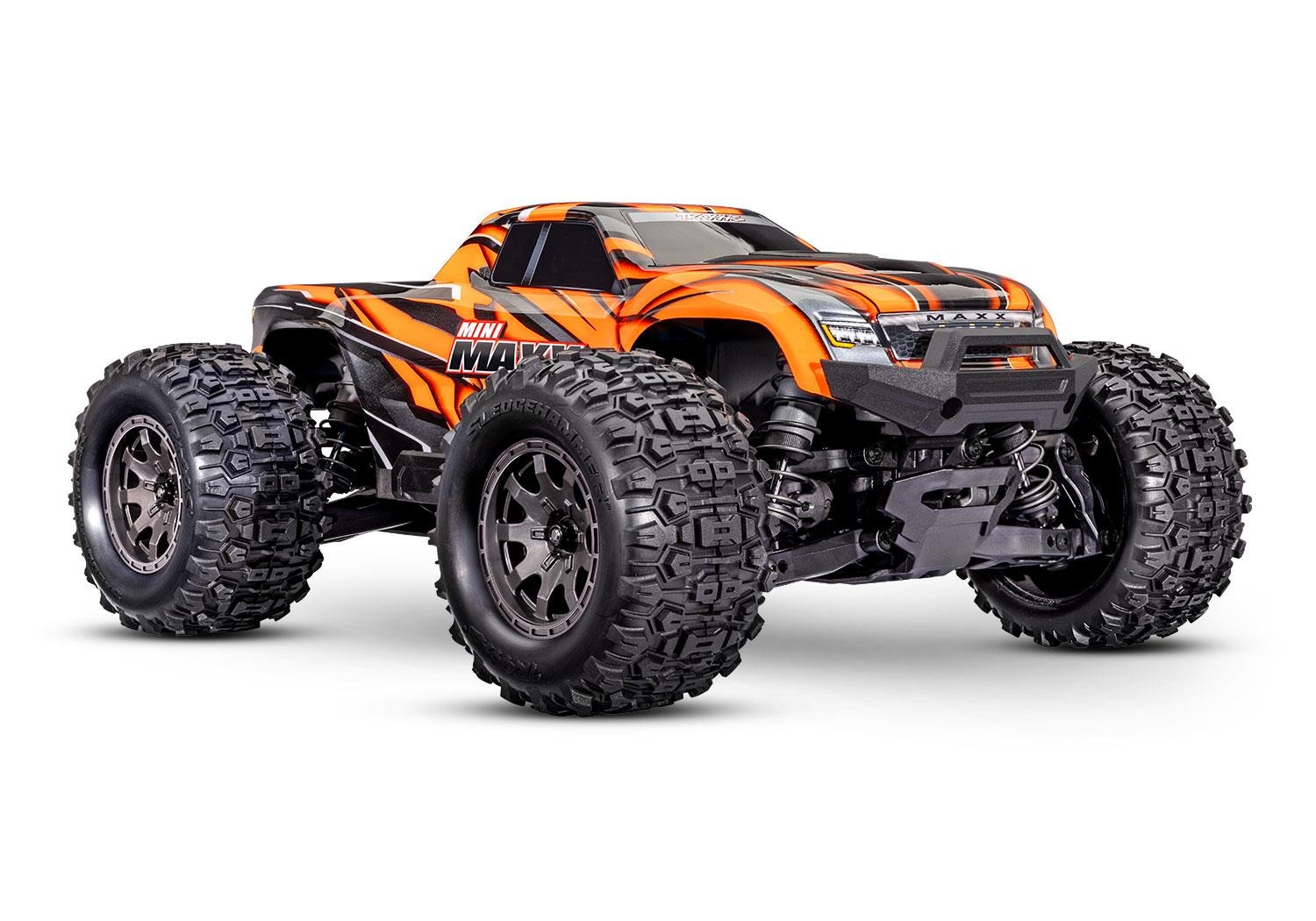 Traxxas Mini Maxx BL-2s Orange incl battery & USB charger Traxxas TRX107154-1-ORNG Traxxas Mini Maxx BL-2s Orange incl battery & USB charger - een