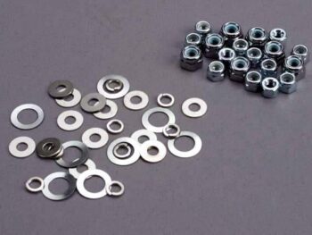 Traxxas TRX1252 Nut set, lock nuts (3mm (11) and 4mm(7)) & washer set, TRX1252 - een verz