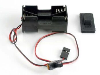 Traxxas TRX1523 Battery holder with on/off switch/ rubber on/off switch cove, TRX1523 - een zwar