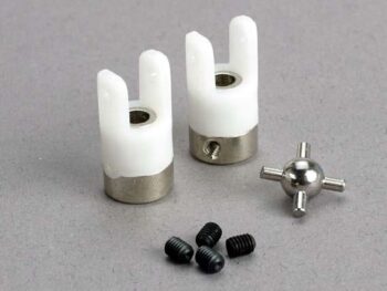 Traxxas TRX1539 U- joints (2)/ 3mm set screws (4), TRX1539 - twee witte kunststof