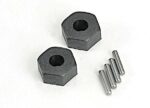 Wheel hubs, hex (2)/ stub axle pins (2), TRX1654