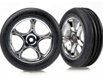 Traxxas TRX2471R Tires & wheels, assembled (Tracer 2.2 chrome wheels, Alias r, TRX2471R - twee g
