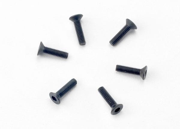 Screws, 2.5x10mm countersunk machine (hex drive) (6), TRX2523 Traxxas TRX2523 Screws, 2.5x10mm countersunk machine (hex drive) (6), TRX2523 - zes zwarte
