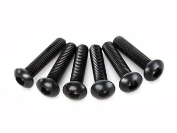 Traxxas TRX2593 Screws, 3x14mm button-head machine (hex drive) (6), TRX2593 - zes zwarte metal