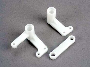 Traxxas TRX3743 Steering bellcranks (l&r)/ draglink, TRX3743 - drie witte kunststof