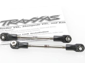 Traxxas TRX3745 Turnbuckles, toe link, 59mm (78mm center to center) (2) (ass, TRX3745 - twee zilverkle