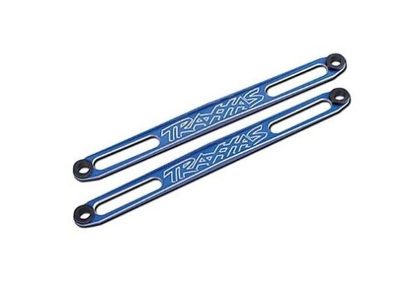 Traxxas TRX3923X Hold downs, battery (blue-anodized) (2)/ adhesive foam batte, TRX3923X