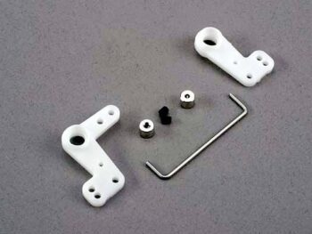 Traxxas TRX4343 Bellcranks (l&r)/ 1.5mm wire draglink/ 1.5mm set screw colla, TRX4343 - twee