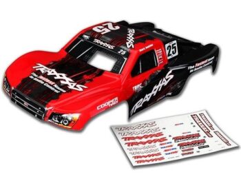 Traxxas TRX4414X Body, Nitro Slash, #25 Mark Jenkins (Painted, Decals Applied, TRX4414X - een rode en zwarte RC