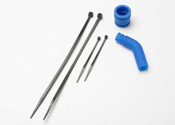 Traxxas TRX5245 Pipe coupler, molded (blue)/ exhaust deflecter (rubber, blue, TRX5245