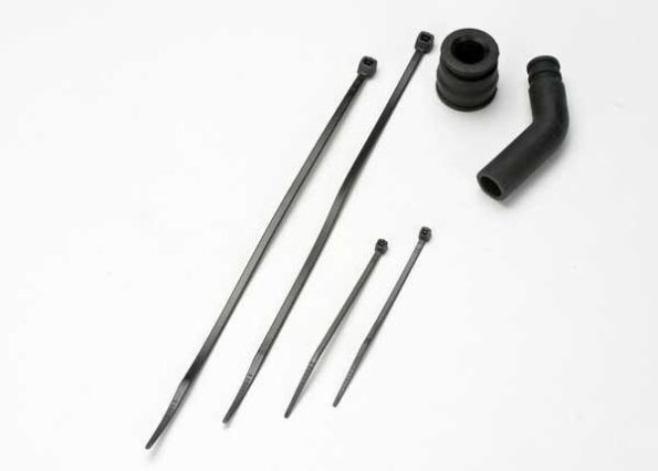 Traxxas TRX5245X Pipe coupler, molded (black)/ exhaust deflecter (rubber, bla, TRX5245X