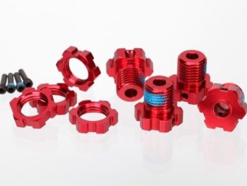 Traxxas TRX5353R Wheel Hubs, splined, 17mm (red-anodized)(4)/wheel nuts, spli, TRX5353R - een set van rode
