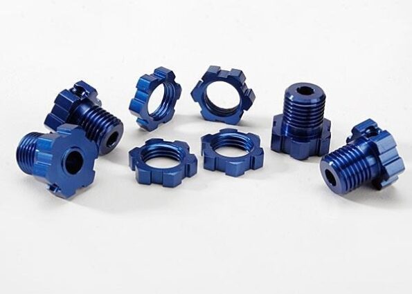 Traxxas TRX5353X Wheel hubs, splined, 17mm (blue-anodized) (4)/ wheel nuts, s, TRX5353X