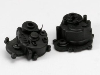 Traxxas TRX5391R Gearbox halves (front & rear)/ rubber access plug/ shift det, TRX5391R - twee zwarte