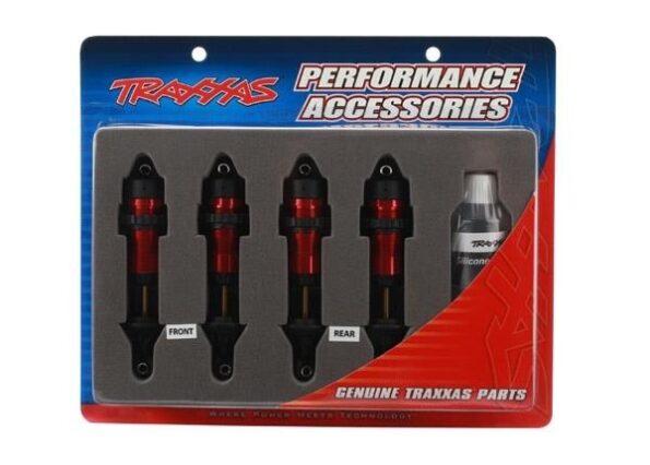 Traxxas TRX5460R Shocks, GTR aluminum, red-anodized bodies with TiN shafts (f, TRX5460R
