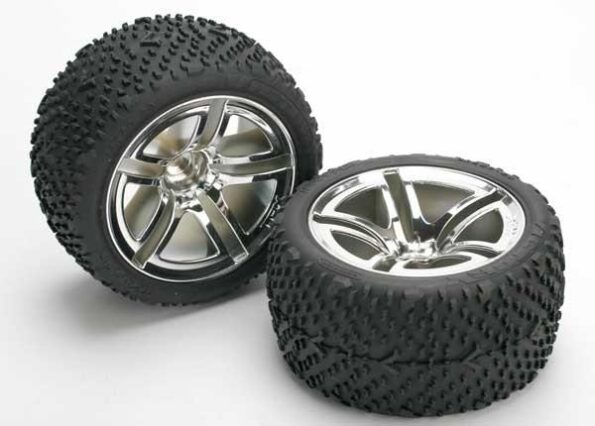 Traxxas TRX5573 Tires & wheels, assembled, glued (Jato Twin-Spoke wheels, Vi, TRX5573