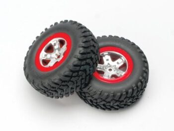 Traxxas TRX5873A Tires & wheels, assembled, glued (SCT satin chrome wheels, r, TRX5873A - twee
