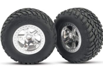 Traxxas TRX5875 Tires & wheels, assembled, glued (SCT satin chrome wheels, (, TRX5875 - twee