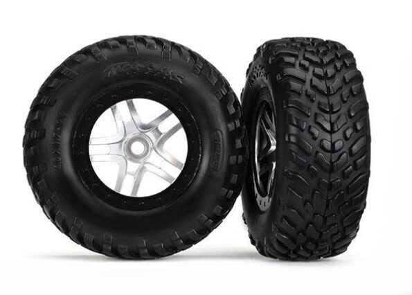 Traxxas TRX5889R Tires & wheels, glued on SCT Black chrome wheels TSM S1 comp, TRX5889R