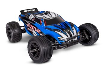 Traxxas TRX37254-8-BLUEX Traxxas Rustler 2wd Brushed incl battery & USB-C charger Blue X