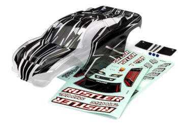 Traxxas TRX3753X Body, Rustler (also fits Rustler VXL), ProGraphix (graphics are printed, requires paint & final color application)/ decal sheet - transparante