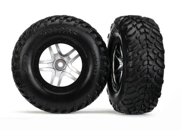 Traxxas TRX6892 Tires & wheels, glued on SCT Satin hrome split sp wheels TSM, TRX6892