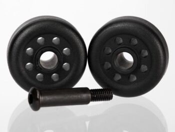 Traxxas TRX6977 Wheels (2)/ axle (1) (for wheelie bar, #6978), TRX6977 - twee zwarte