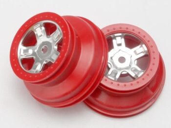 Traxxas TRX7072A Wheels, SCT satin chrome, red beadlock style, dual profile (, TRX7072A - twee rode
