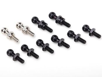 Traxxas TRX7540X Pivot Balls: black (6), silver(2), black (long) (2), TRX7540X - tien metalen pivot balls