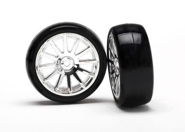 Traxxas TRX7573 12-Sp Chrm Wheels, Slick Tires Tires & W, TRX7573