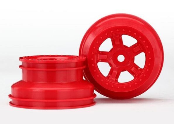 Traxxas TRX7673R Wheels, SCT RED, beadlock style, dual profile (1.8' inner, 1, TRX7673R