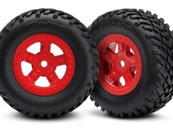 Traxxas TRX7674R Tires and wheels, ass, glued (SCT Red wheels, SCT off-road, TRX7674R - twee zwar