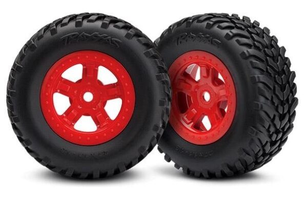 Traxxas TRX7674R Tires and wheels, ass, glued (SCT Red wheels, SCT off-road, TRX7674R