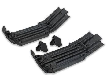 Traxxas TRX7744 Skidplate, front (1), rear (1)/ rubber impact cushion (2), TRX7744 - twee zwarte