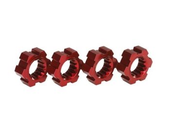 Traxxas TRX7756R Wheel hubs, hex (2)/ hex clips aluminum (red-anodized) (4), TRX7756R