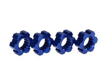 Traxxas TRX7756X Wheel hubs, hex (2)/ hex clips aluminum (blue-anodized) (4), TRX7756X
