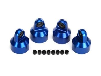 Traxxas TRX7764A Shock caps, GTX shocks/ springaluminum (blue) (4) spacers(8), TRX7764A