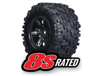 Traxxas TRX7772X Tires & wheels, assembled, glued (X-Maxx black wheels, Maxx, TRX7772X