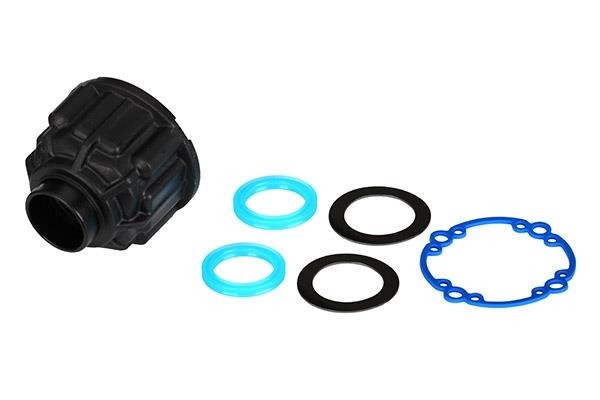 Carrier, differential/ x-ring gaskets (2)/ ring gear gasket/, TRX7781 Traxxas TRX7781 Carrier, differential/ x-ring gaskets (2)/ ring gear gasket/, TRX7781 - een zwar
