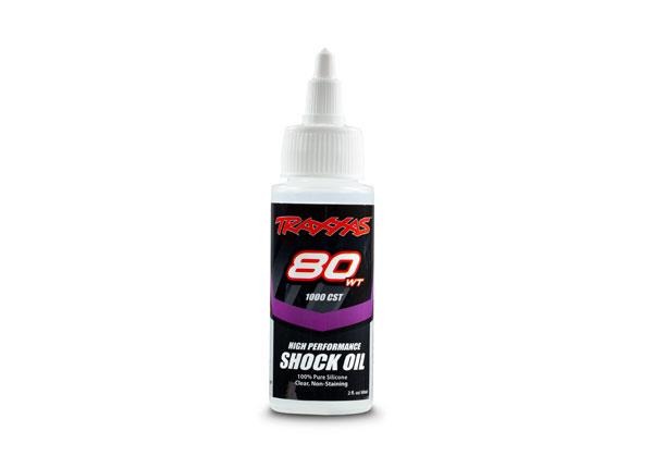 Oil, shock (80 wt, 1,000 cSt, 60cc) (silicone) Traxxas TRX5037 Oil, shock (80 wt, 1,000 cSt, 60cc) (silicone) - witte plastic fles met een
