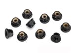 Nuts, 4mm flanged nylon locking, serrated (black) (10), TRX8347