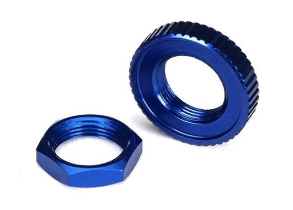 Traxxas TRX8345 Servo saver nuts, aluminum, blue-anodized (hex (1), serrated, TRX8345