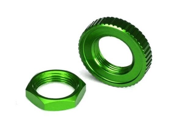 Traxxas TRX8345G Servo saver nuts, aluminum, green-anodized (hex (1) serrated, TRX8345G